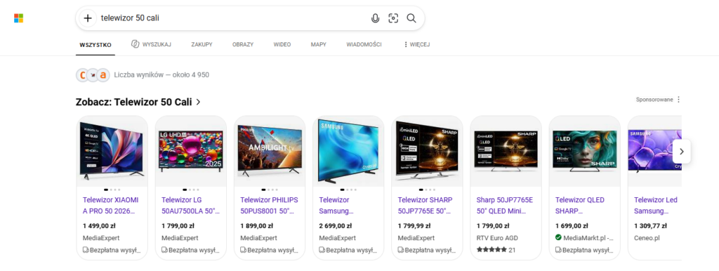 reklamy produktowe w Bing